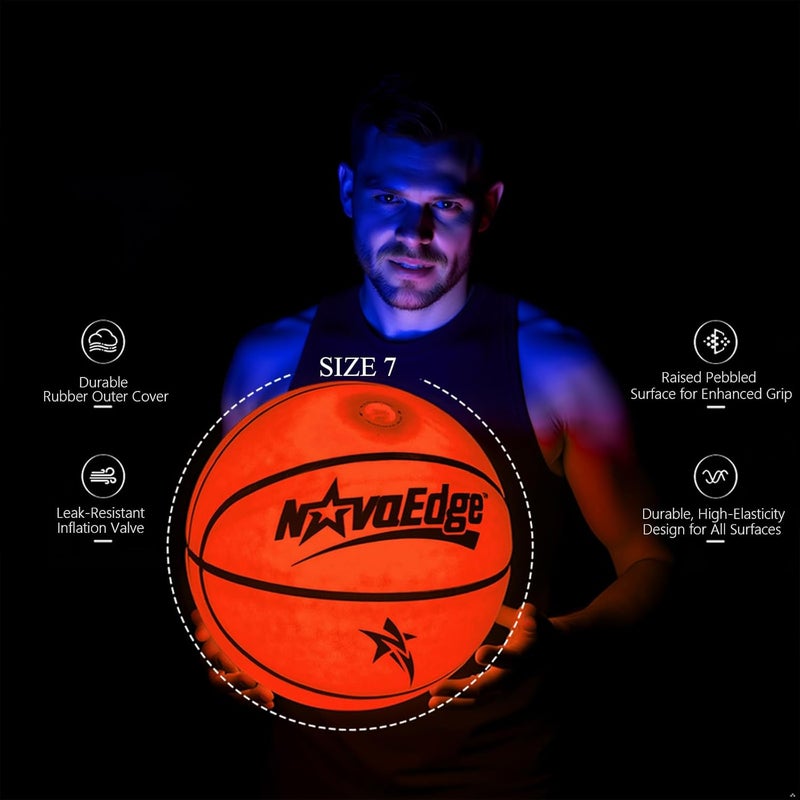 NovaEdge Glow in The Dark Sports Ball | USB-C Rechargeable LED Light-Up for Night, Regular Play by Day | Choose Football, Basketball or Soccer Ball | for Kids, Teens & Adults - Image 4